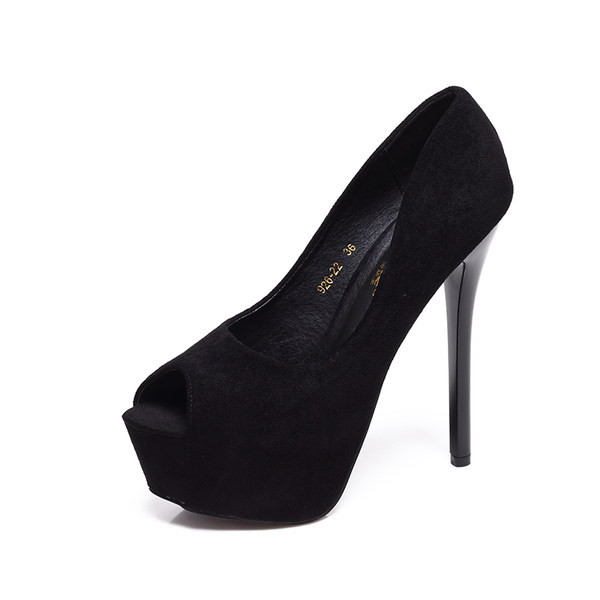 Elegantne ženske cipele na petu od 12 cm od eko brušene kože