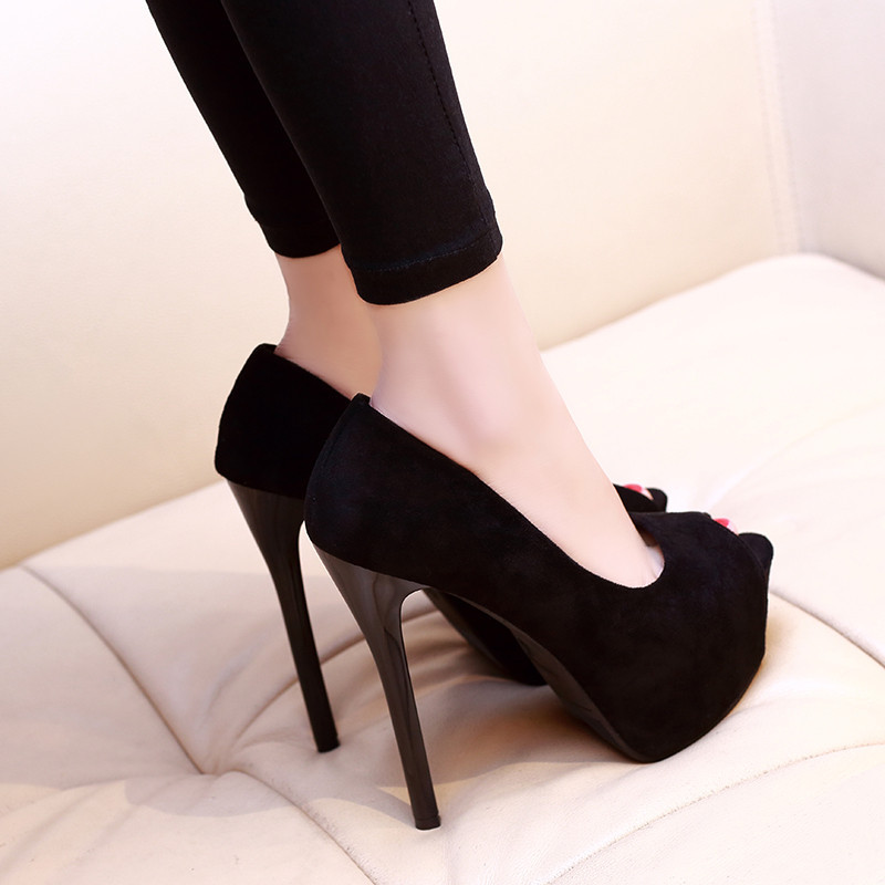 Elegantne ženske cipele na petu od 12 cm od eko brušene kože