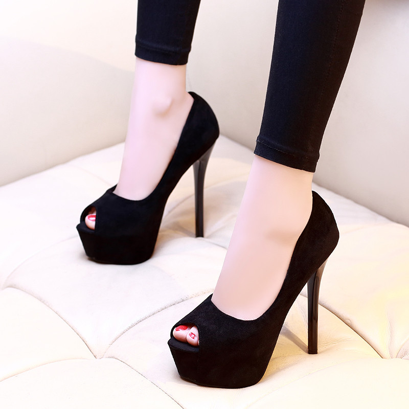 Elegantne ženske cipele na petu od 12 cm od eko brušene kože