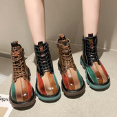 Šarene ženske čizme od eko kože sa vezicama