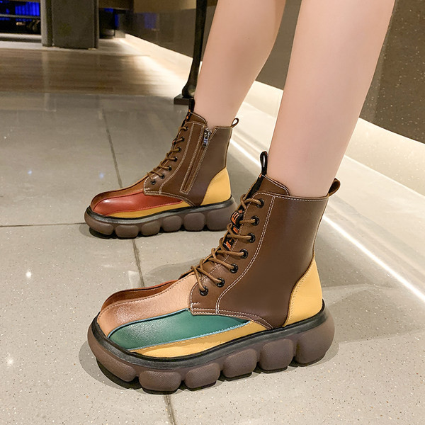 Šarene ženske čizme od eko kože sa vezicama