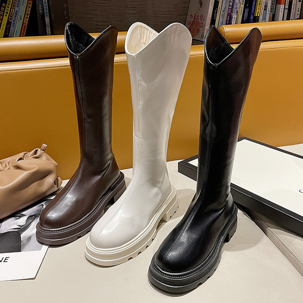 Ženske čizme od umjetne kože sa grubim đonom