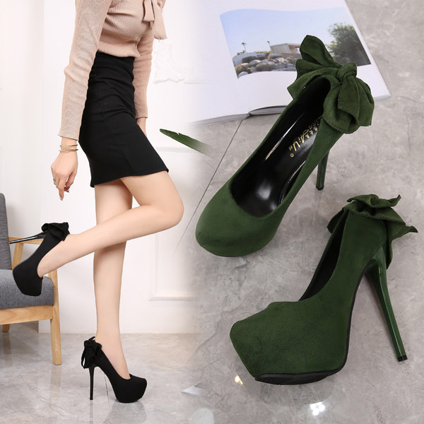 Visoke ženske cipele od eko brušene kože sa trakom