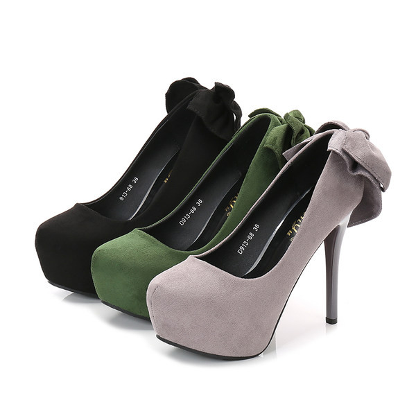 Visoke ženske cipele od eko brušene kože sa trakom