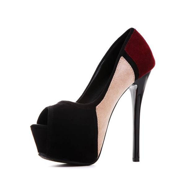 Ženske proljetno-ljetne cipele od eko brušene kože na visoku petu 14 cm