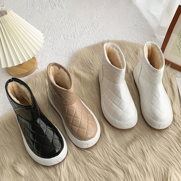 Дамски боти с висока подметка и топла подплата няколко цвята