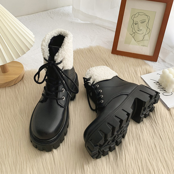 Zimske kubanke od eko kože sa visokim grubim đonom