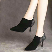 Casual cipele na špic od eko brušene kože i tekstila