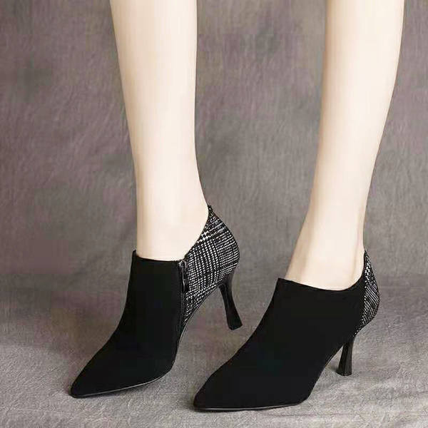 Casual cipele na špic od eko brušene kože i tekstila