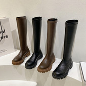 Ženske čizme od eko kože sa grubim đonom