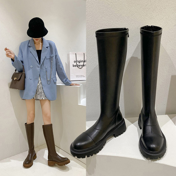 Ženske čizme od eko kože sa grubim đonom