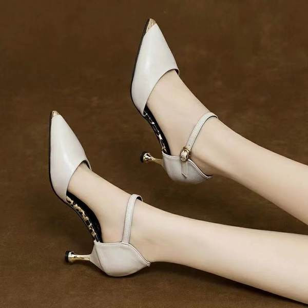 Ženske cipele na špic s visokom petom 6 cm i metalnim kopčanjem