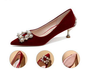 Elegantne cipele od crvenog eko antilop kože sa petom od 5 cm ili 7 cm