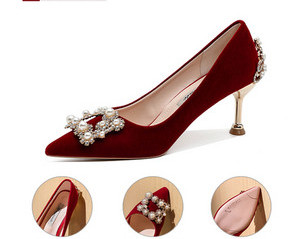 Elegantne cipele od crvenog eko antilop kože sa petom od 5 cm ili 7 cm