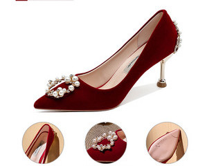 Elegantne cipele od crvenog eko antilop kože sa petom od 5 cm ili 7 cm