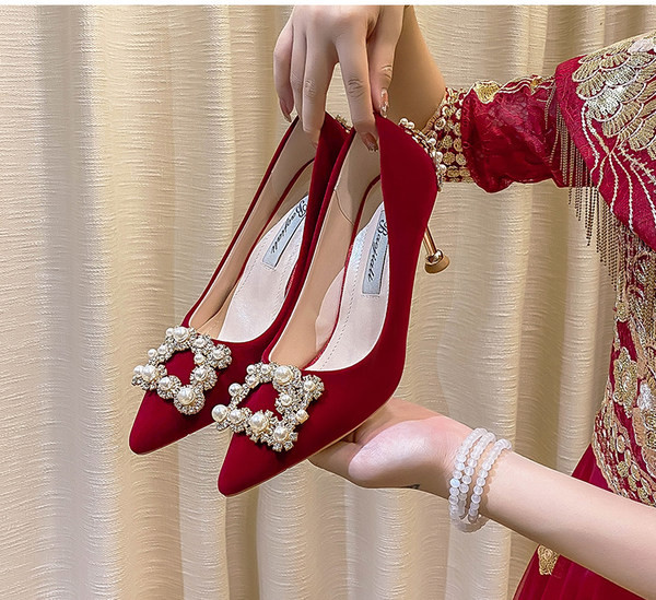 Elegantne cipele od crvenog eko antilop kože sa petom od 5 cm ili 7 cm