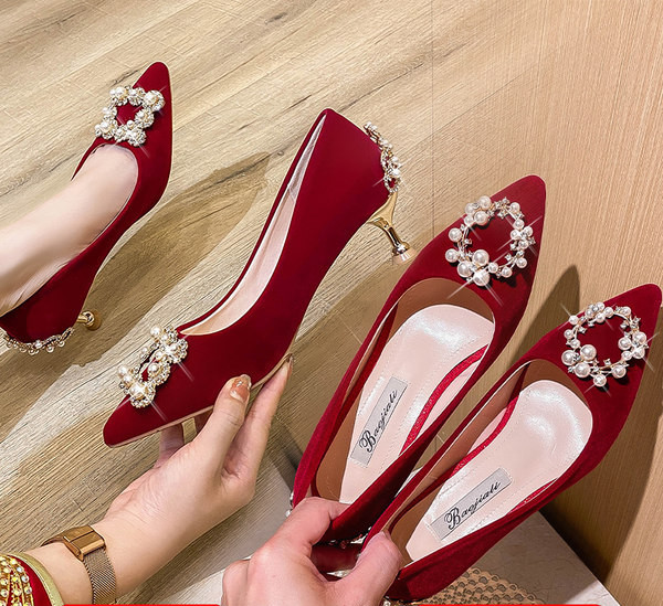 Elegantne cipele od crvenog eko antilop kože sa petom od 5 cm ili 7 cm