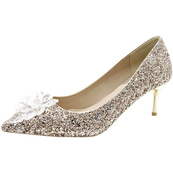 Ženske sjajne cipele s petom 8 cm