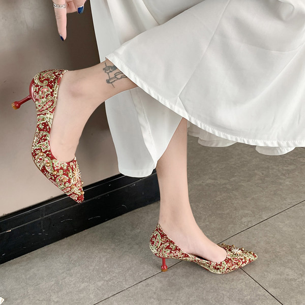 Ženske antilop cipele crvene boje sa petom od 6 cm ili 8 cm