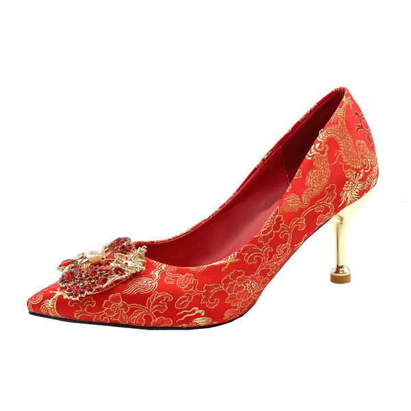 Ženske svečane cipele s ukrasnim kamenčićima i biserima