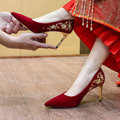 Elegantne ženske cipele od eko brušene kože sa petom od 8 cm