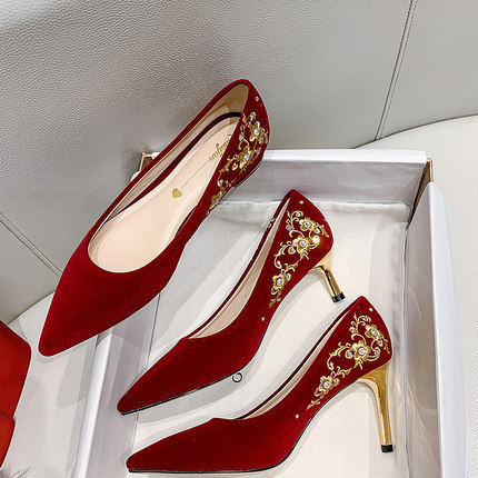 Elegantne ženske cipele od eko brušene kože sa petom od 8 cm