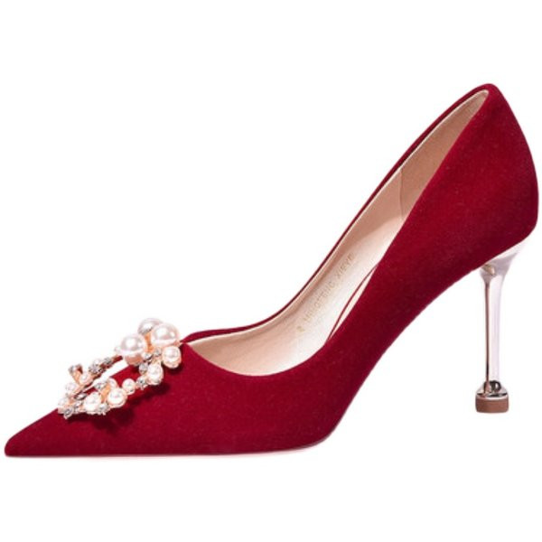 Γυναικεία κομψά κόκκινα παπούτσια με ύψος 8 cm