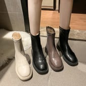 Дамски боти с топла подплата - изкуствена кожа