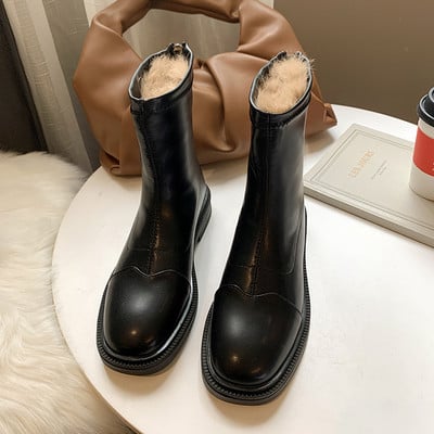 Дамски боти с топла подплата - изкуствена кожа