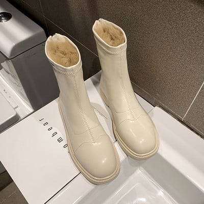 Дамски боти с топла подплата - изкуствена кожа