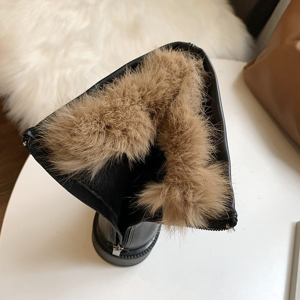 Дамски боти с топла подплата - изкуствена кожа