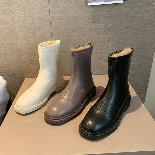 Дамски боти с топла подплата - изкуствена кожа