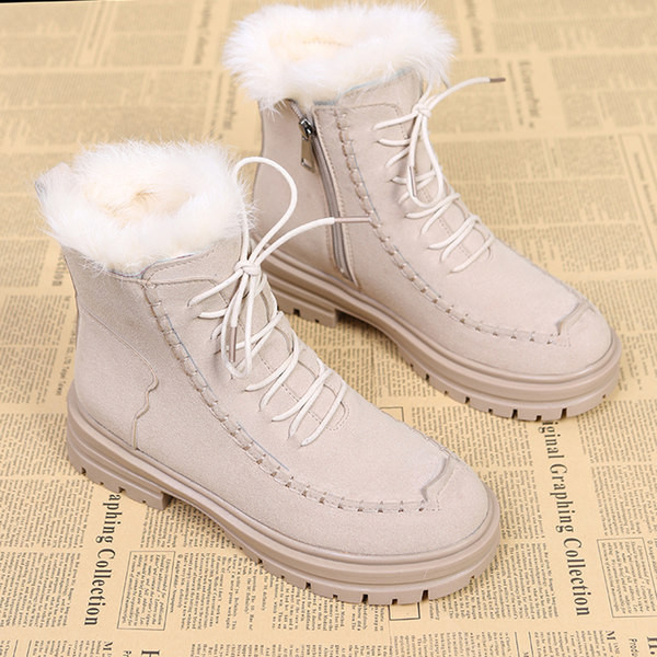 Ženske čizme zaobljeni model od eko antilop kože sa vezicama i patentnim zatvaračem