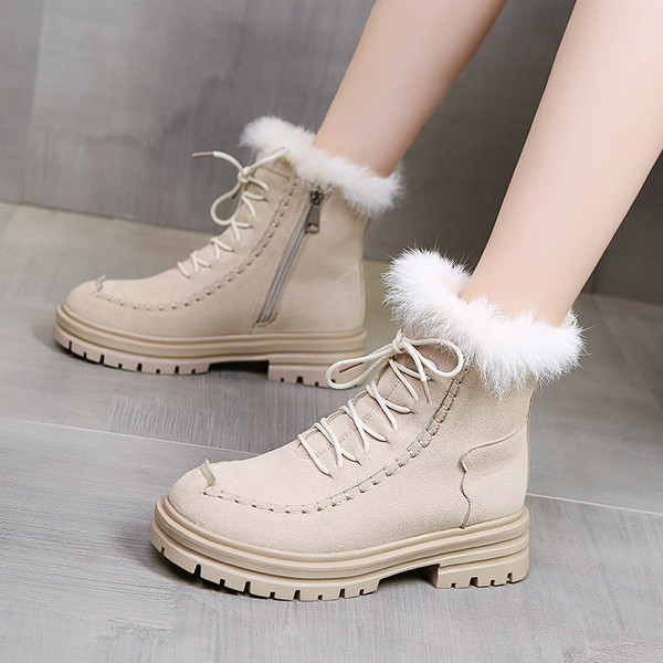 Ženske čizme zaobljeni model od eko antilop kože sa vezicama i patentnim zatvaračem