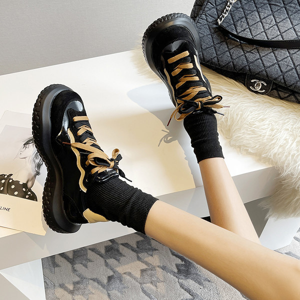 Ženske cipele od eko brušene kože s ravnom platformom