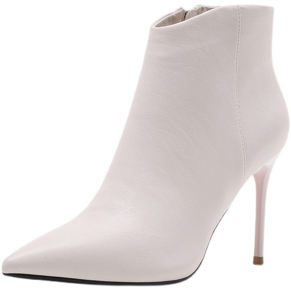 Γυναικείες μπότες με φερμουάρ και λεπτό τακούνι