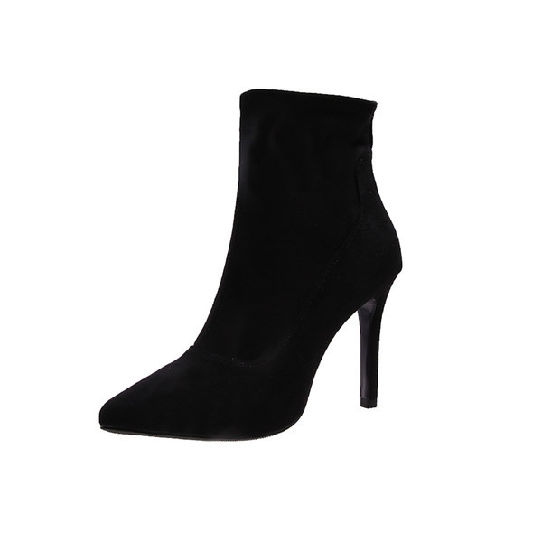 Elegantne ženske čizme od eko brušene kože jednobojni model s tankom petom