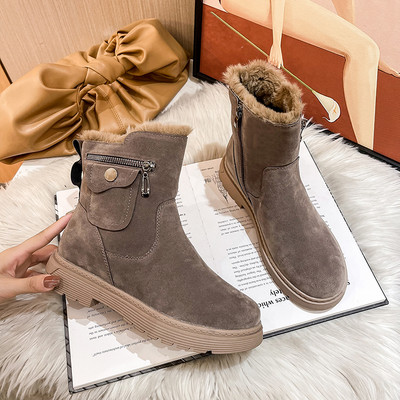 Γυναικείες μπότες από συνθετικό δέρμα και φερμουάρ