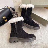 Ležerne čizme s toplom podstavom u crnoj boji