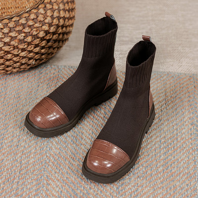 Стилни дамски боти тип чорап в два цвята