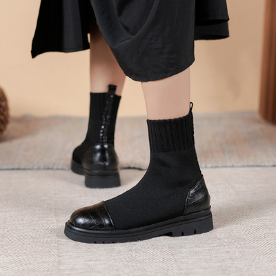 Стилни дамски боти тип чорап в два цвята