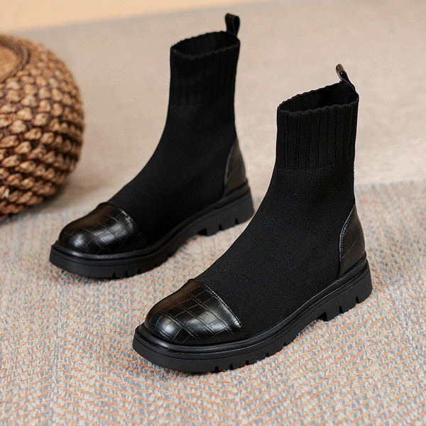 Стилни дамски боти тип чорап в два цвята