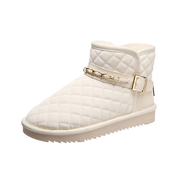 Zimske čizme od proštepane eko kože sa metalnim lancem