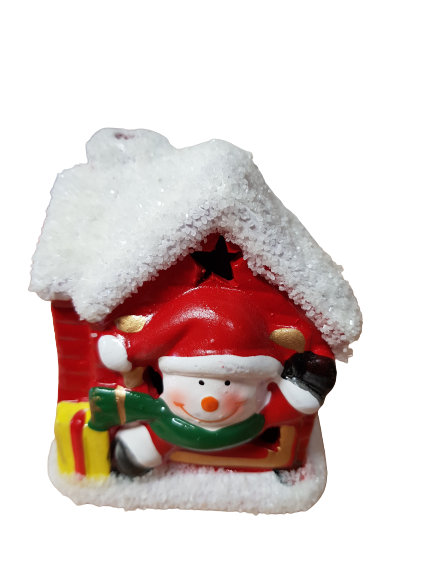 Коледна фигурка , Къщичка, Светеща, 9х8 см,различни