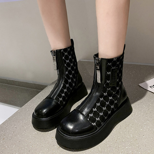 Jesenske čizme od eko kože i tekstila sa patentnim zatvaračem