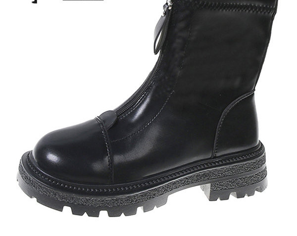 Kožne ženske čizme s patentnim zatvaračem sprijeda