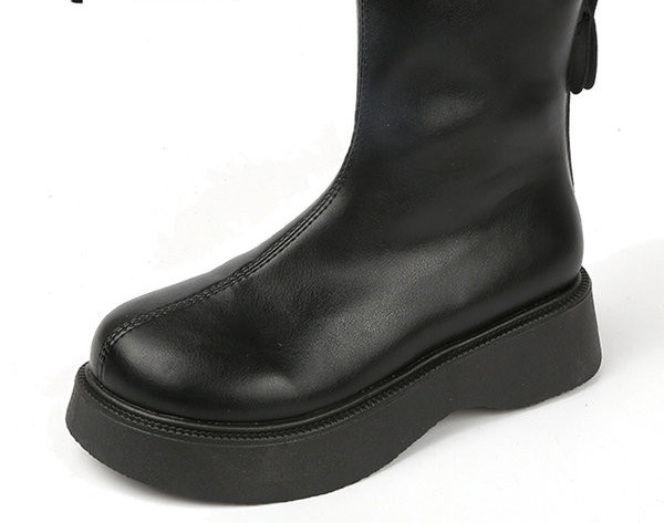 Ženske čizme od umjetne kože s visokim đonom i toplom postavom