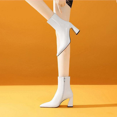 Ženske casual čizme s patentnim zatvaračem i debelom petom