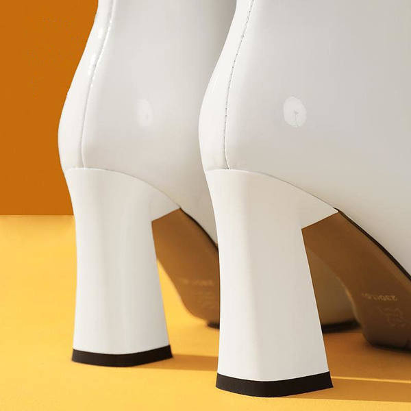 Ženske casual čizme s patentnim zatvaračem i debelom petom