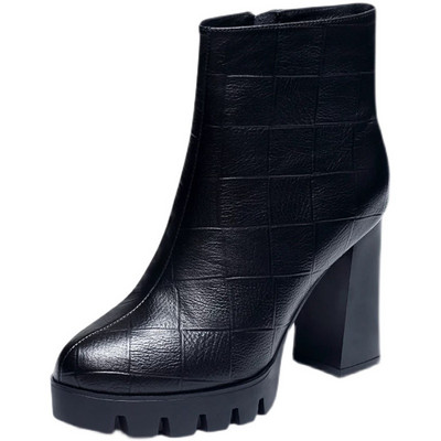 Ženske zimske čizme s visokom debelom petom i grubim potplatom